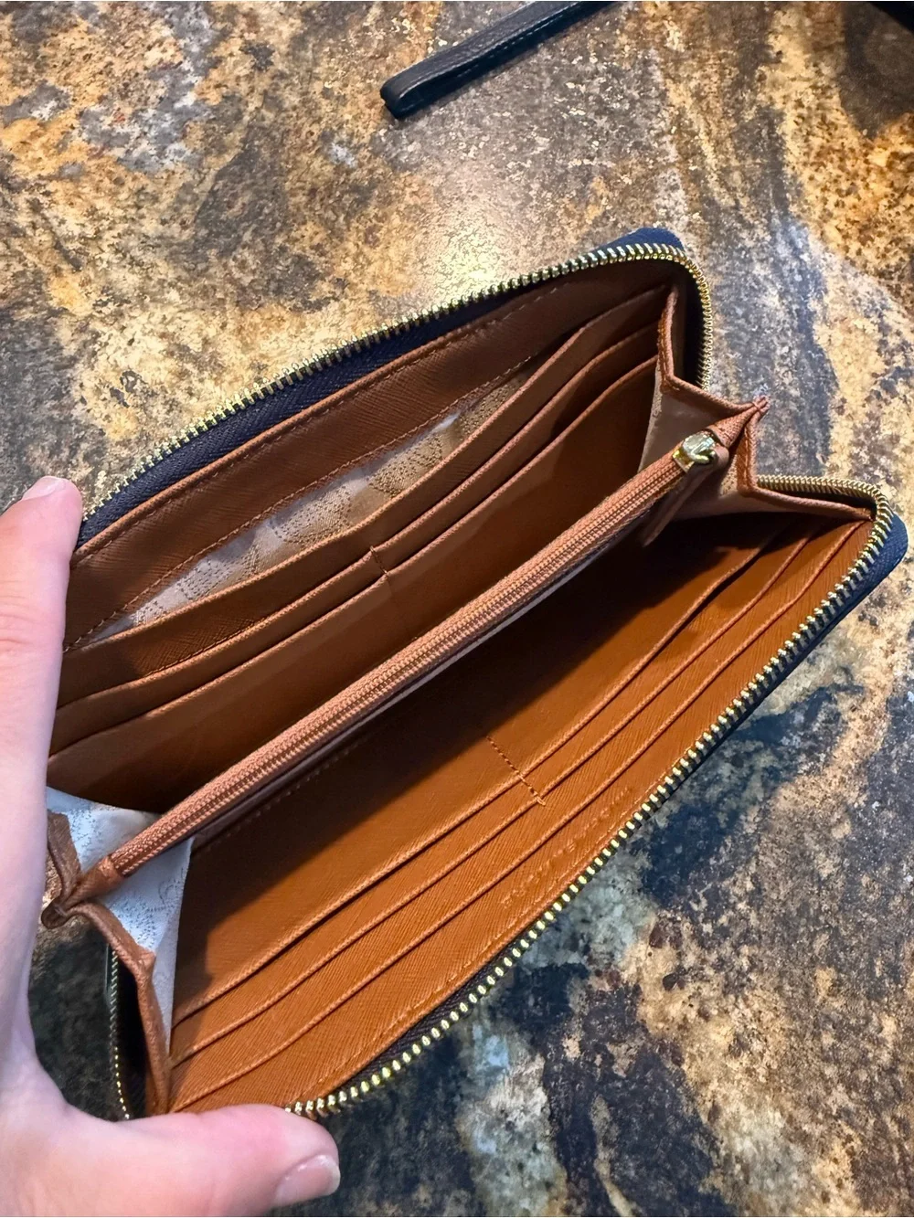 Michael Kors Navy and Cream Zip-Around Continental Wallet